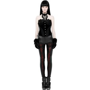 Boutique officielle PUNK RAVE Leggings ‘Soiree Gothic’ Noir Et Rouge 20