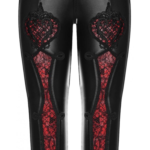 Boutique officielle PUNK RAVE Leggings ‘Soiree Gothic’ Noir Et Rouge 13