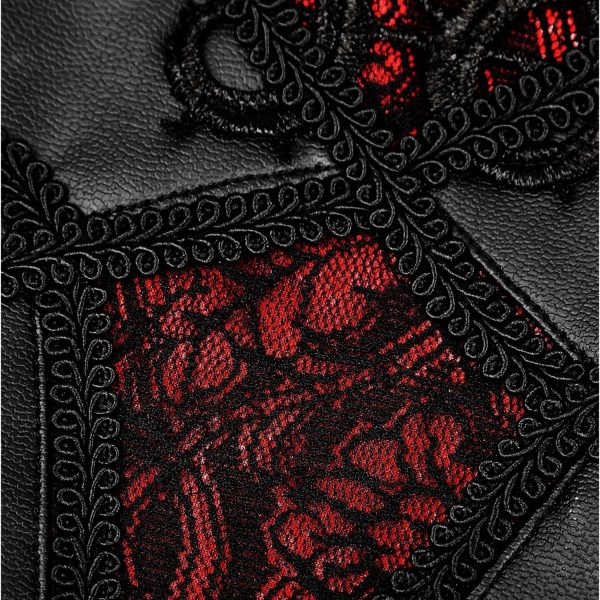 Boutique officielle PUNK RAVE Leggings ‘Soiree Gothic’ Noir Et Rouge 15