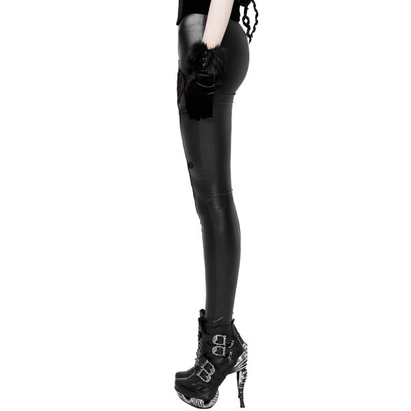Boutique officielle PUNK RAVE Leggings ‘Soiree Gothic’ Noir Et Rouge 9