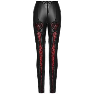 Boutique officielle PUNK RAVE Leggings ‘Soiree Gothic’ Noir Et Rouge 34