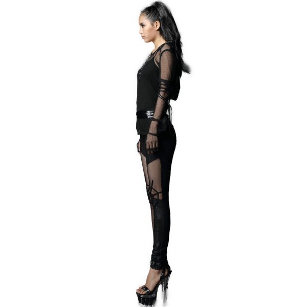 PUNK RAVE Leggings ‘Spiderella’ Noir design à la mode 8