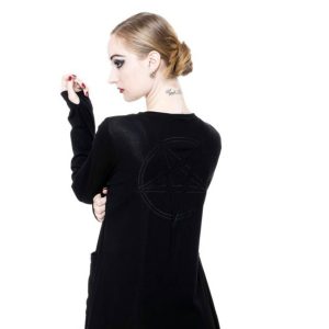 QUEEN OF DARKNESS Long Gilet ‘Mystic’ Noir site pas cher 11
