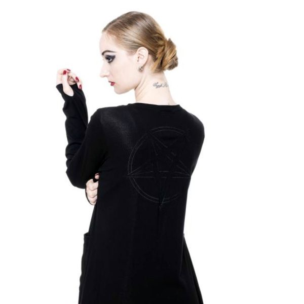 QUEEN OF DARKNESS Long Gilet ‘Mystic’ Noir site pas cher 4