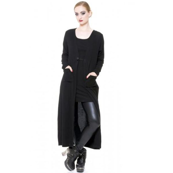 QUEEN OF DARKNESS Long Gilet ‘Mystic’ Noir site pas cher 1