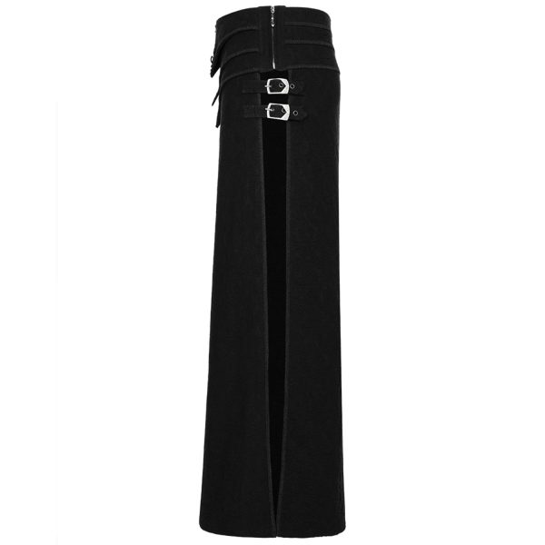 boutique pas cher PUNK RAVE Long Kilt ‘Asmodey’ En Jacquard Noir 12