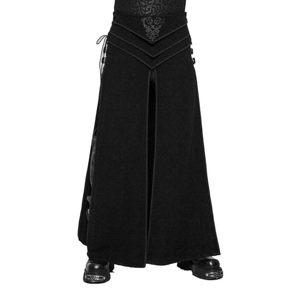 boutique pas cher PUNK RAVE Long Kilt ‘Asmodey’ En Jacquard Noir 7