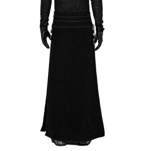 boutique pas cher PUNK RAVE Long Kilt ‘Asmodey’ En Jacquard Noir 8