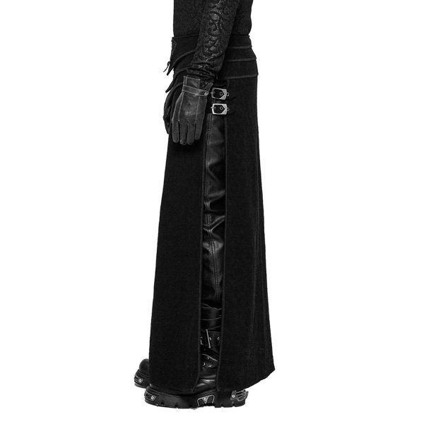boutique pas cher PUNK RAVE Long Kilt ‘Asmodey’ En Jacquard Noir 9