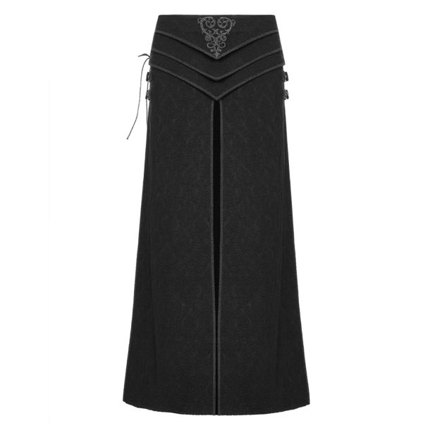 boutique pas cher PUNK RAVE Long Kilt ‘Asmodey’ En Jacquard Noir 10