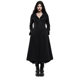 Les achats en ligne PUNK RAVE Long Manteau Brodé ‘Maelyss’ Noir 17