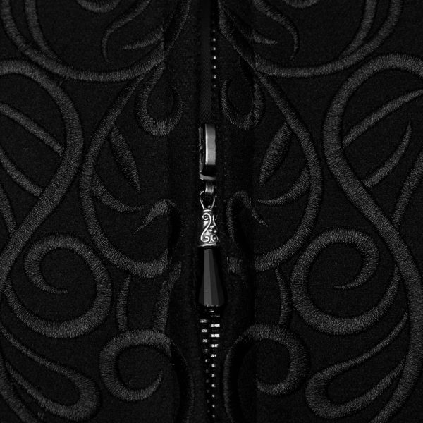 Les achats en ligne PUNK RAVE Long Manteau Brodé ‘Maelyss’ Noir 12