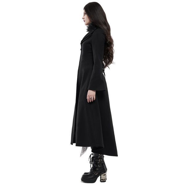 Les achats en ligne PUNK RAVE Long Manteau Brodé ‘Maelyss’ Noir 5