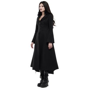 Les achats en ligne PUNK RAVE Long Manteau Brodé ‘Maelyss’ Noir 23