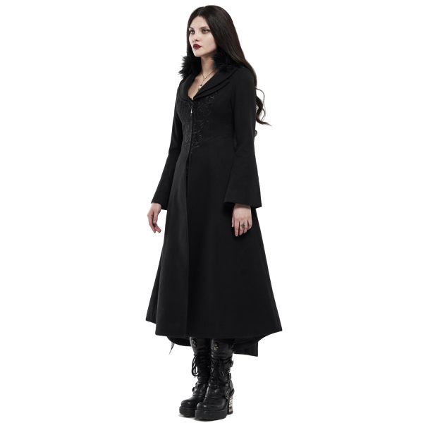 Les achats en ligne PUNK RAVE Long Manteau Brodé ‘Maelyss’ Noir 6