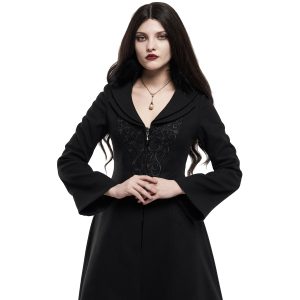 Les achats en ligne PUNK RAVE Long Manteau Brodé ‘Maelyss’ Noir 27