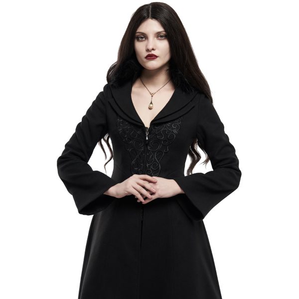 Les achats en ligne PUNK RAVE Long Manteau Brodé ‘Maelyss’ Noir 8