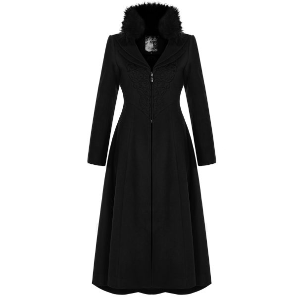 Les achats en ligne PUNK RAVE Long Manteau Brodé ‘Maelyss’ Noir 9