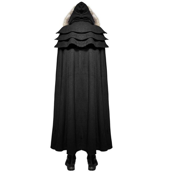 fashion pas cher PUNK RAVE Longue Cape Homme ‘Black Foxa’ Noire 4