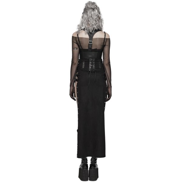 PUNK RAVE Longue Jupe ‘Katana’ Noire soldes de Noël 4