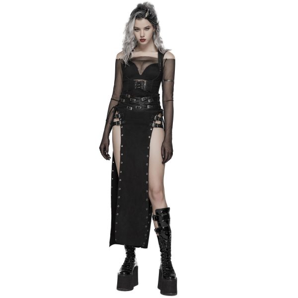 PUNK RAVE Longue Jupe ‘Katana’ Noire soldes de Noël 7
