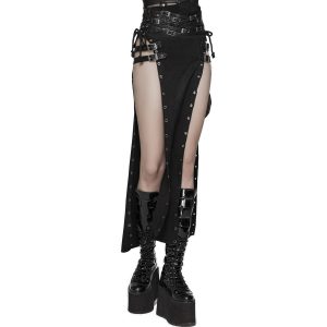 PUNK RAVE Longue Jupe ‘Katana’ Noire soldes de Noël 37