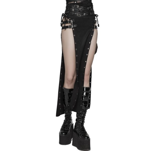 PUNK RAVE Longue Jupe ‘Katana’ Noire soldes de Noël 10