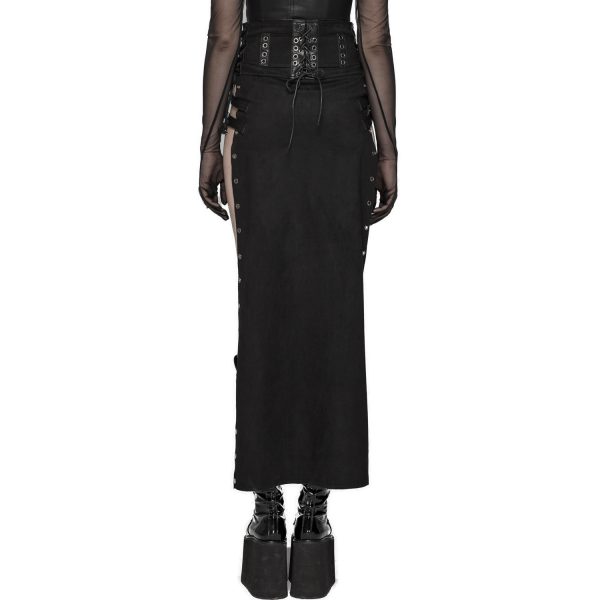 PUNK RAVE Longue Jupe ‘Katana’ Noire soldes de Noël 11