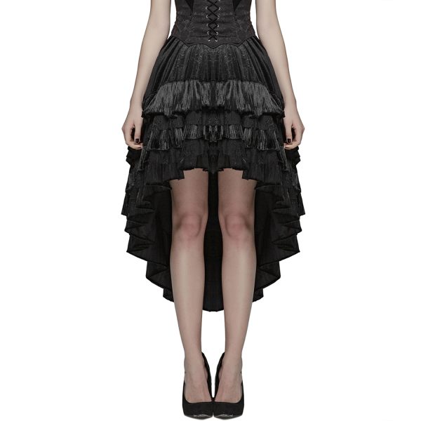 PUNK RAVE Longue Jupe Victorienne ‘Maelyss’ Noire livraison la plus rapide 1