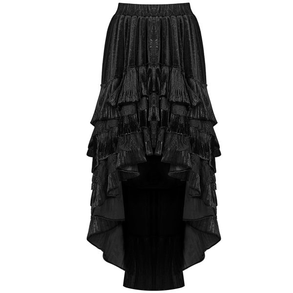PUNK RAVE Longue Jupe Victorienne ‘Maelyss’ Noire livraison la plus rapide 9