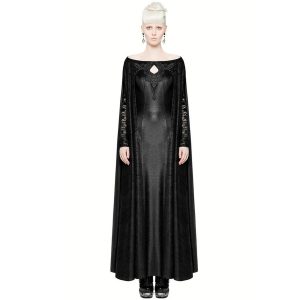 Acheter Maintenant PUNK RAVE Longue Robe Cape Gothique ‘Nightspell’ Noire 16