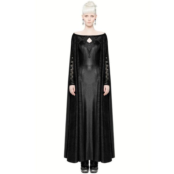 Acheter Maintenant PUNK RAVE Longue Robe Cape Gothique ‘Nightspell’ Noire 3