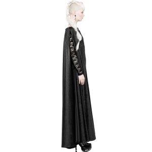 Acheter Maintenant PUNK RAVE Longue Robe Cape Gothique ‘Nightspell’ Noire 20