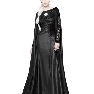 Acheter Maintenant PUNK RAVE Longue Robe Cape Gothique ‘Nightspell’ Noire 22