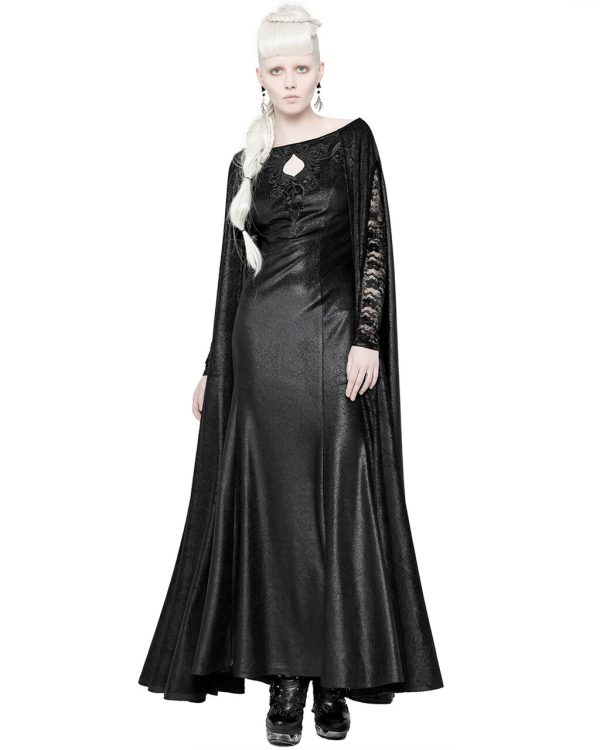 Acheter Maintenant PUNK RAVE Longue Robe Cape Gothique ‘Nightspell’ Noire 6