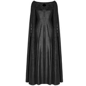 Acheter Maintenant PUNK RAVE Longue Robe Cape Gothique ‘Nightspell’ Noire 24