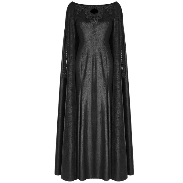 Acheter Maintenant PUNK RAVE Longue Robe Cape Gothique ‘Nightspell’ Noire 7