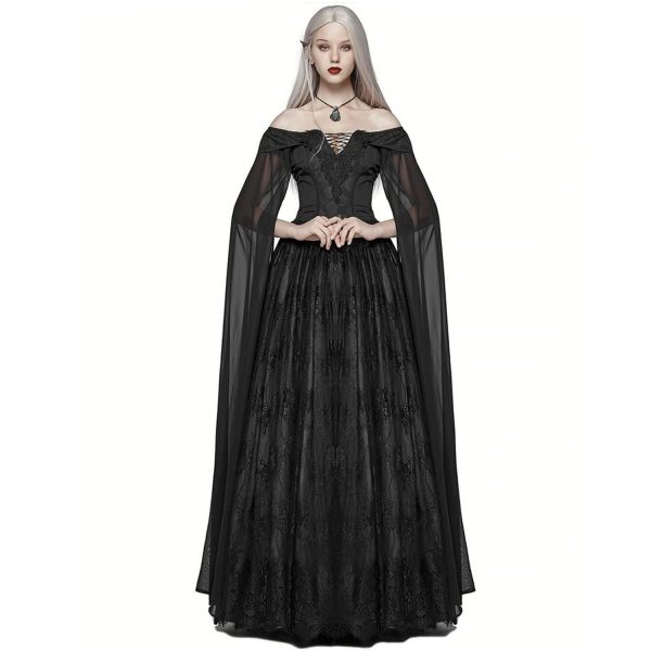 PUNK RAVE Longue Robe ‘Celestia’ Noire à prix imbattables 3