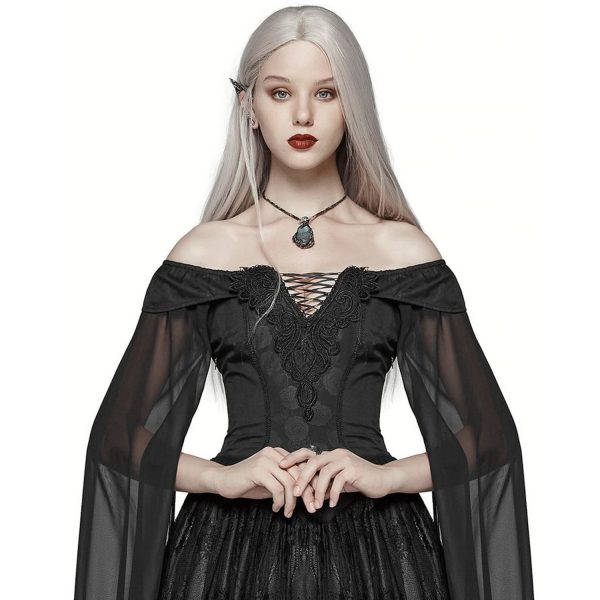 PUNK RAVE Longue Robe ‘Celestia’ Noire à prix imbattables 6
