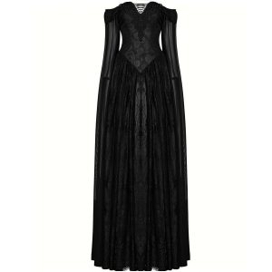 PUNK RAVE Longue Robe ‘Celestia’ Noire à prix imbattables 24