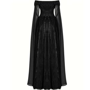 PUNK RAVE Longue Robe ‘Celestia’ Noire à prix imbattables 26