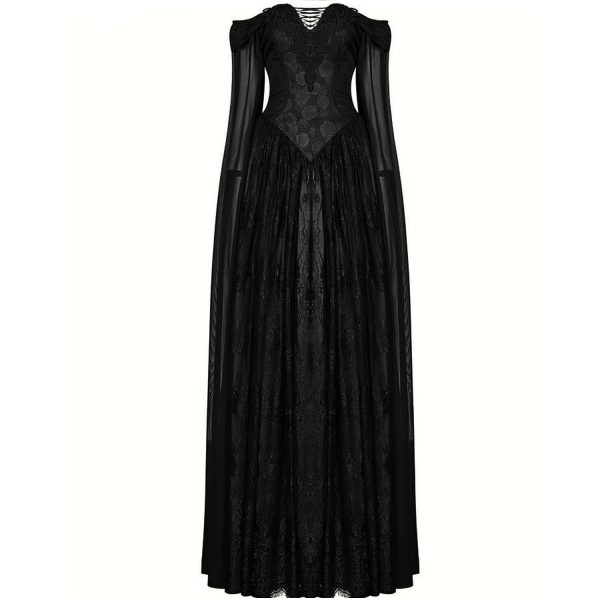 PUNK RAVE Longue Robe ‘Celestia’ Noire à prix imbattables 1