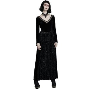 Meilleur Prix PUNK RAVE Longue Robe ‘Cyrielle’ En Velours Noir 24