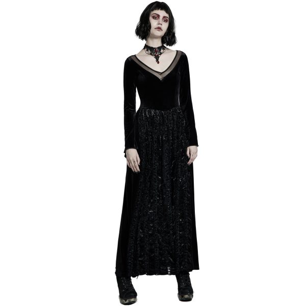 Meilleur Prix PUNK RAVE Longue Robe ‘Cyrielle’ En Velours Noir 3