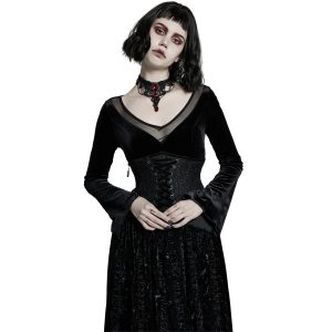 Meilleur Prix PUNK RAVE Longue Robe ‘Cyrielle’ En Velours Noir 42