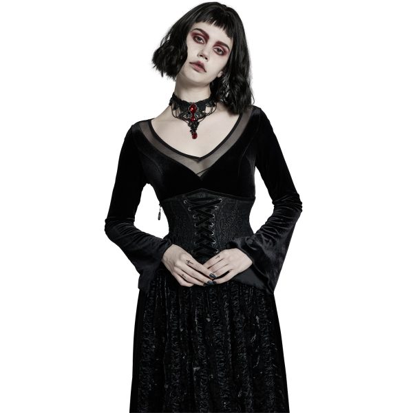 Meilleur Prix PUNK RAVE Longue Robe ‘Cyrielle’ En Velours Noir 12
