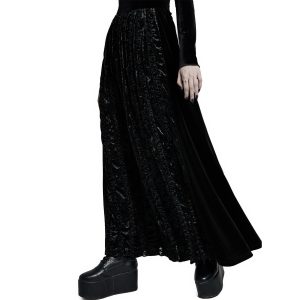 Meilleur Prix PUNK RAVE Longue Robe ‘Cyrielle’ En Velours Noir 44