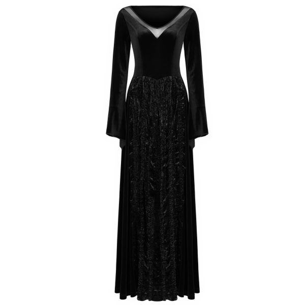 Meilleur Prix PUNK RAVE Longue Robe ‘Cyrielle’ En Velours Noir 14