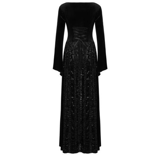 Meilleur Prix PUNK RAVE Longue Robe ‘Cyrielle’ En Velours Noir 15
