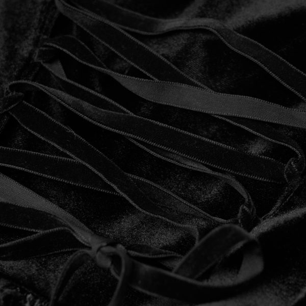 Meilleur Prix PUNK RAVE Longue Robe ‘Cyrielle’ En Velours Noir 18
